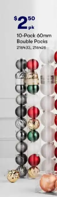 BIG W 10 Pack 60mm Bauble Packs offer