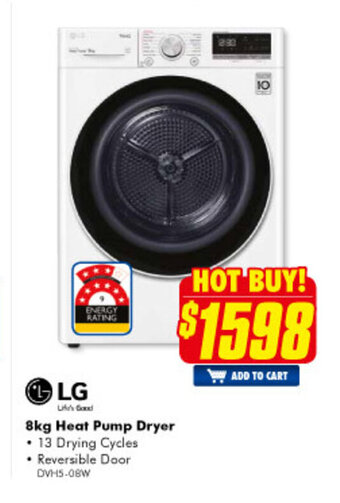 The Good Guys LG - 8kg Heat Pump Dryer - DVH5-08W offer
