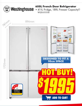 Westinghouse - 600L French Door Refrigerator - WQE6000SB