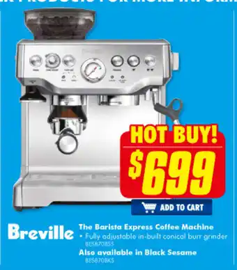 Breville - The Barista Express Coffee Machine - BES870BSS