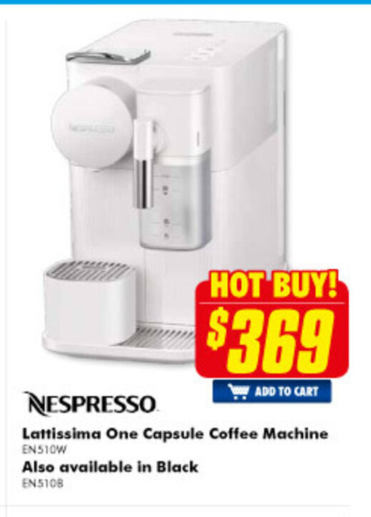 Nespresso Lattissima One Capsule Coffee Machine EN510W offer at The