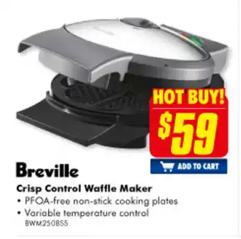 The Good Guys Breville - Crisp Control Waffle Maker - BWM250BSS offer