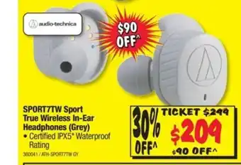 JB Hi-Fi Audio-Technica - SPORT7TW Sport True Wireless In-Ear Headphones (Grey) - 360041 offer