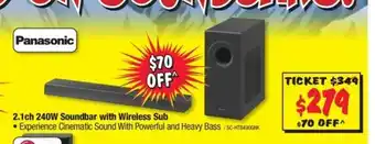 JB Hi-Fi Panasonic - 2.1ch 240W Soundbar with Wireless Sub - SC-HTB490GNK offer