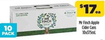 Liquorland Mr Finch Apple Cider Cans 10x375ml offer