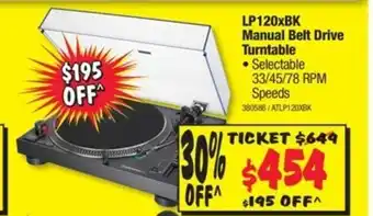 JB Hi-Fi LP120xBK Manual Belt Drive Turntable - 380586 offer