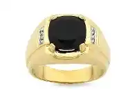 Bevilles Jewellery Diamond Set Onyx Gents Ring offer