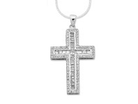 Bevilles Jewellery Sterling Silver Cubic Zirconia Cross Necklace offer