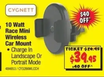 JB Hi-Fi Cygnett - 10 Watt Race Mini Wireless Car Mount offer