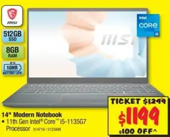 JB Hi-Fi MSI - 14" Modern Notebook - 514718 offer