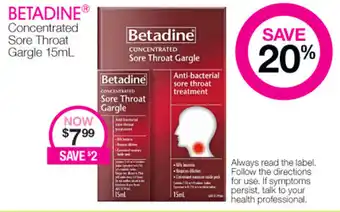 Priceline Betadine Concentrated Sore Throat Gargle 15ml offer