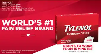 Priceline Tylenol Paracetamol 500mg 10 caplets offer