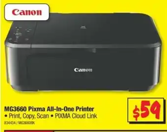 JB Hi-Fi Canon - MG3660 Pixma All-in-One Printer - 834434 offer