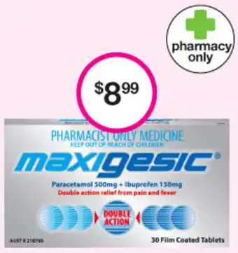Priceline Maxigesic Paracetamol 500mg + Ibuprofen 150mg 30 Tablets offer