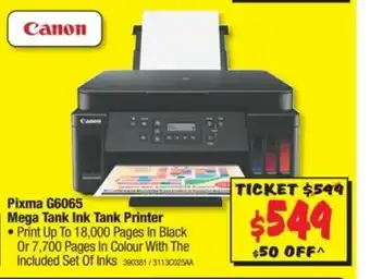 JB Hi-Fi Canon - Pixma G6065 Mega Tank Ink Tank Printer - 390381 offer