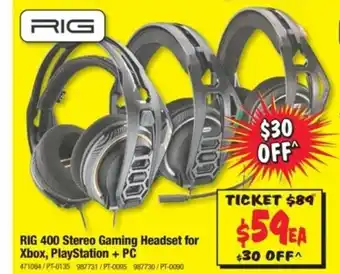 JB Hi-Fi RIG 400 Stereo Gaming Headset for Xbox, Playstation + PC offer