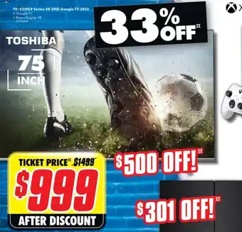 The Good Guys Toshiba 75' C350LP Series 4K UHD Google TV 2022 offer