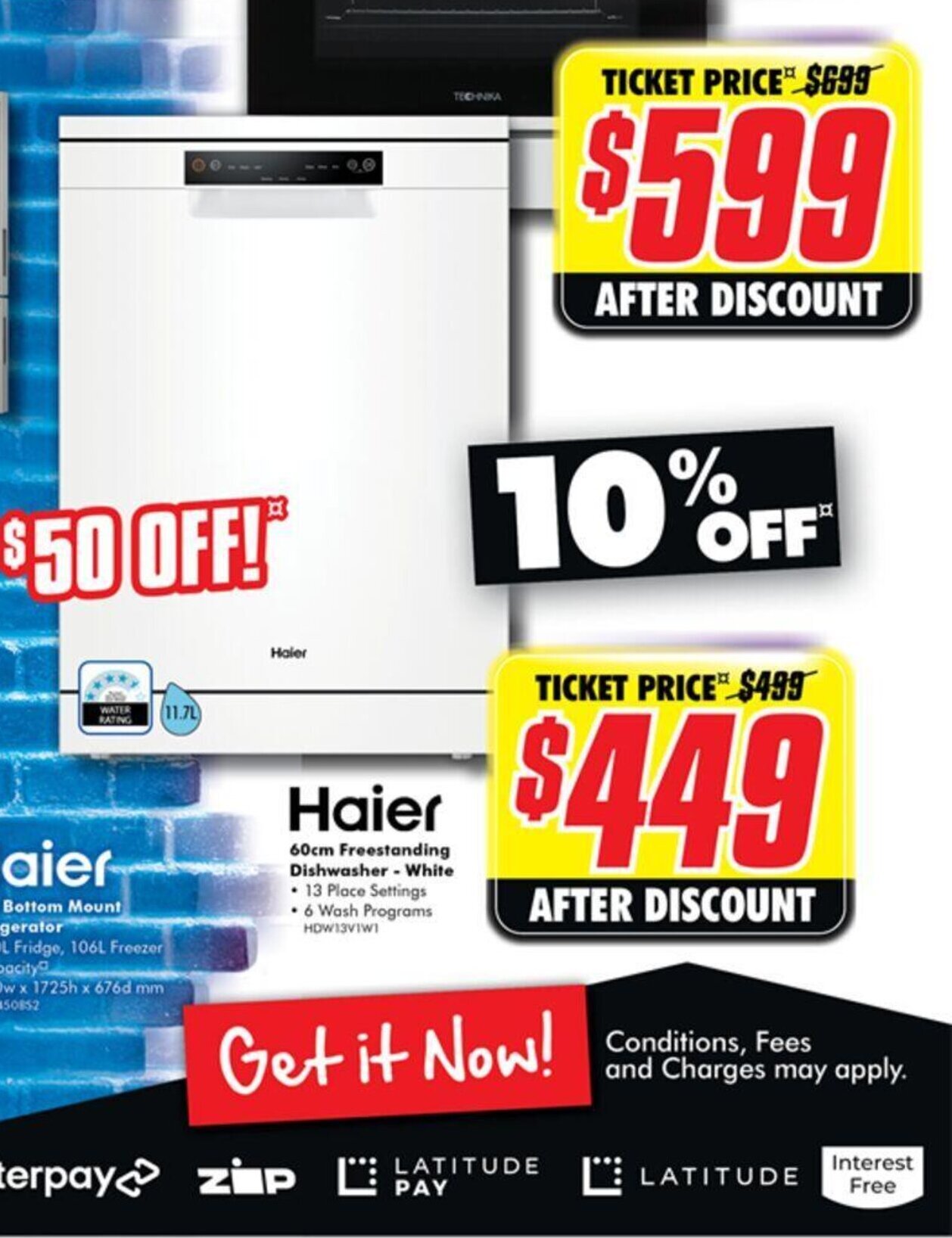Haier 60cm Freestanding Dishwasher White offer at The Good Guys