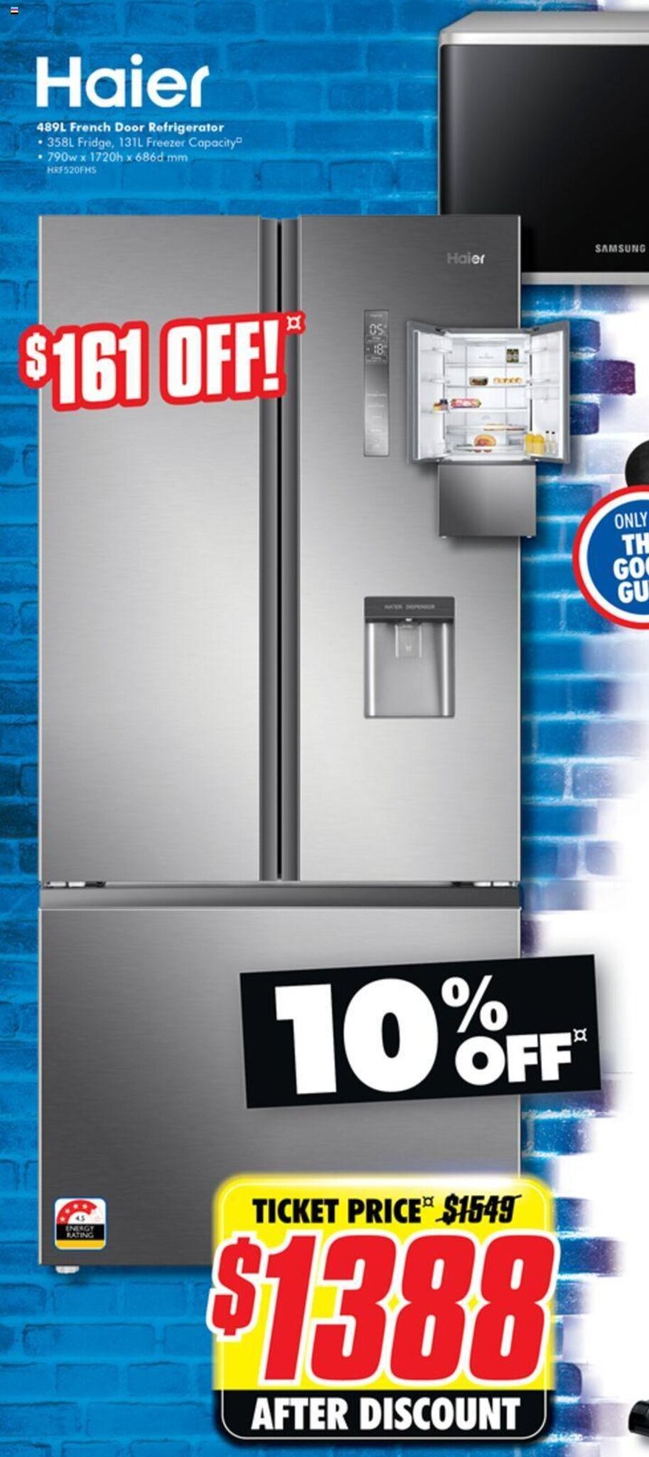 Haier 514L French Door Fridge HRF520FHS Retravision, 58 OFF