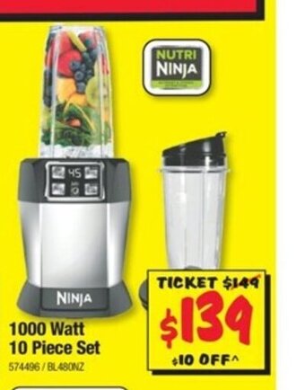 JB Hi-Fi Nutri Ninja 1000 Watt 10 Piece Set offer