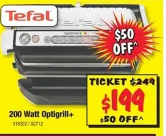 JB Hi-Fi Tefal - 200 Watt Optigrill+ - 318332 offer