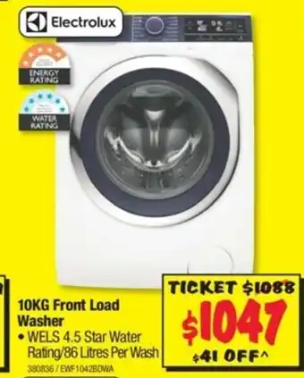 JB Hi-Fi Electrolux - 10kg Front Load Washer - 380836 offer