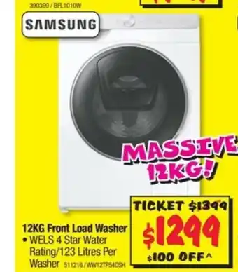 JB Hi-Fi Samsung - 12kg Front Load Washer - 511216 offer
