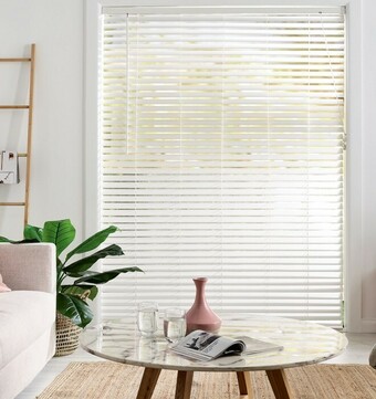 Spotlight 50% off 50mm Fresh White Ready-To-Hang Timber Venetian Blinds offer