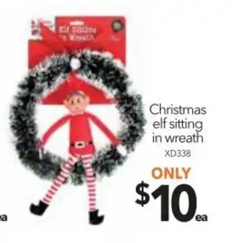 Cheap as Chips Christmas Elf Sitting In Wreath offer