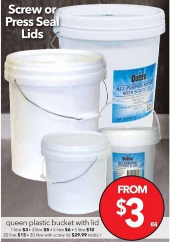 Cheap as Chips Queen Plastic Bucket With Lid - 1litre offer