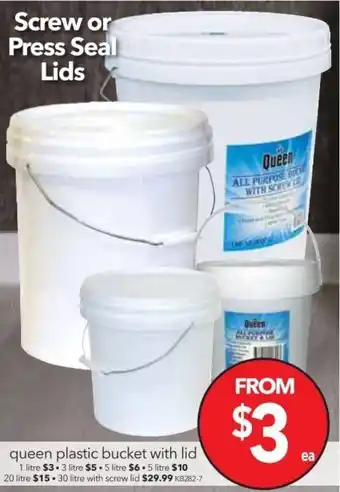 Cheap as Chips Queen Plastic Bucket With Lid - 20Litre offer