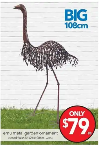 Cheap as Chips Emu Metal Garden Ornament Rusted Finish offer