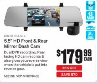 SuperCheap Auto Nanocam+ +5.5 HD Front & Rear Mirror Dash Cam offer