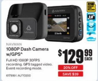 SuperCheap Auto Navman 1080p Dash Camera With GPS offer