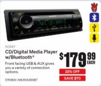 SuperCheap Auto Sony CD/Digital Media Player With Bluetooth offer