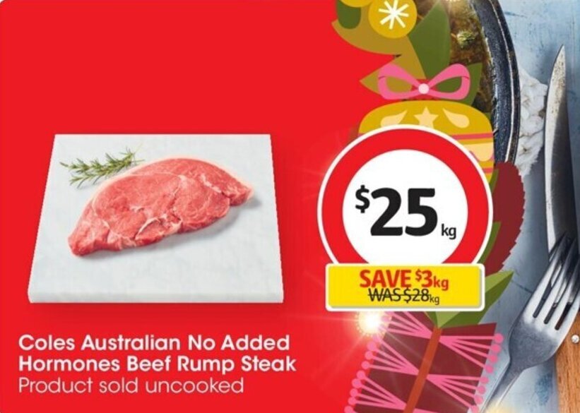Coles Australian No Added Hormones Beef Rump Steak offer at Coles