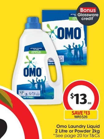 Coles Omo Laundry Liquid 2 Litre Or Powder 2kg offer