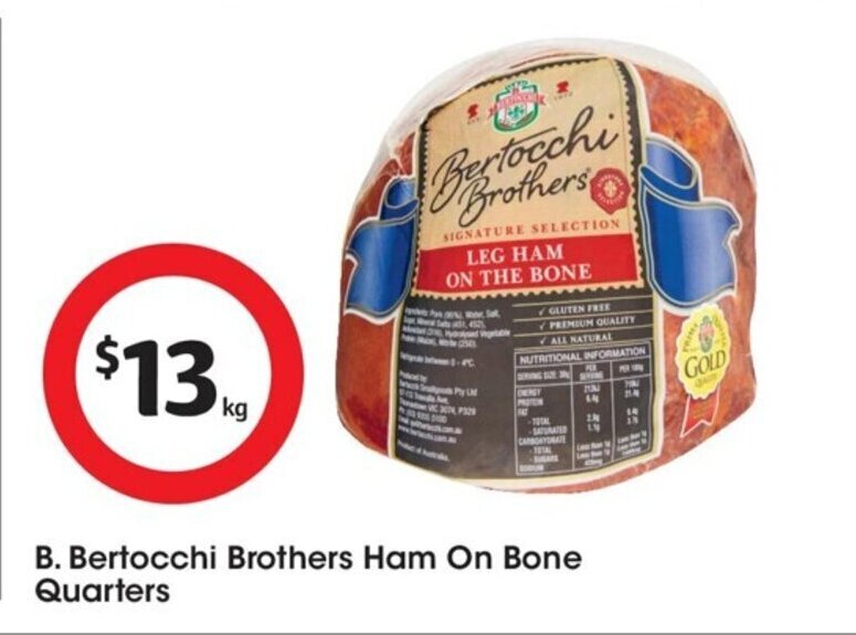 Bertocchi Brothers Ham On Bone Quarters offer at Coles