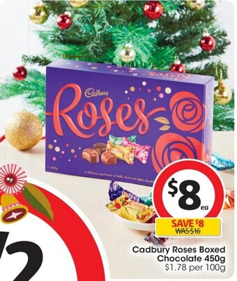 Coles Cadbury Roses Boxed Chocolate 450g offer