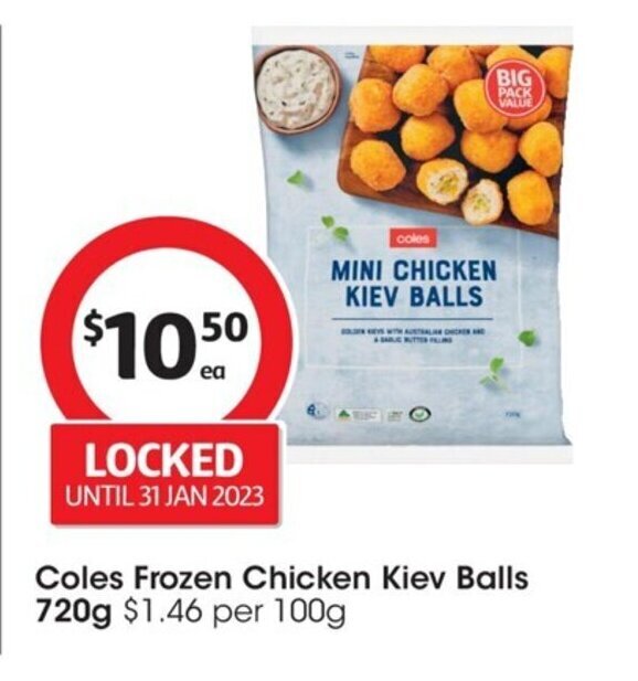 Coles Frozen Chicken Kiev Balls 720g offer at Coles