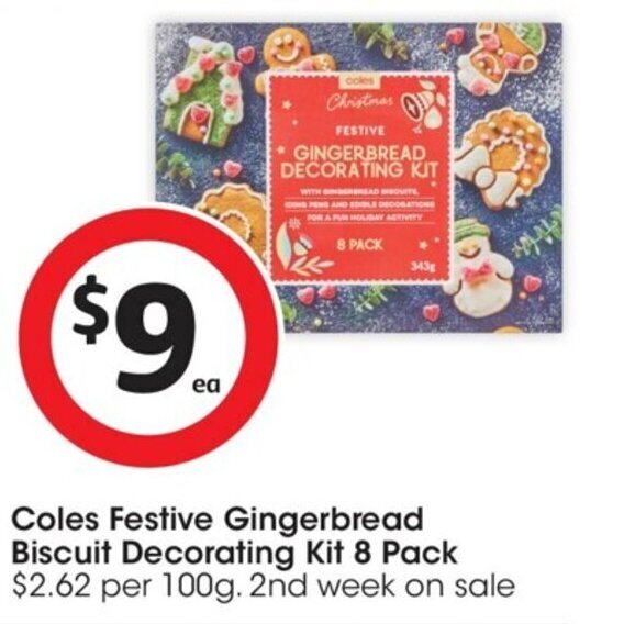 Coles Festive Gingerbread Biscuit Decorating Kit 8 Pack offer at Coles