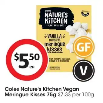 Coles Coles Nature's Kitchen Vegan Meringue Kisses 75g offer