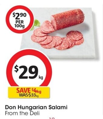 Coles Don Hungarian Salami offer