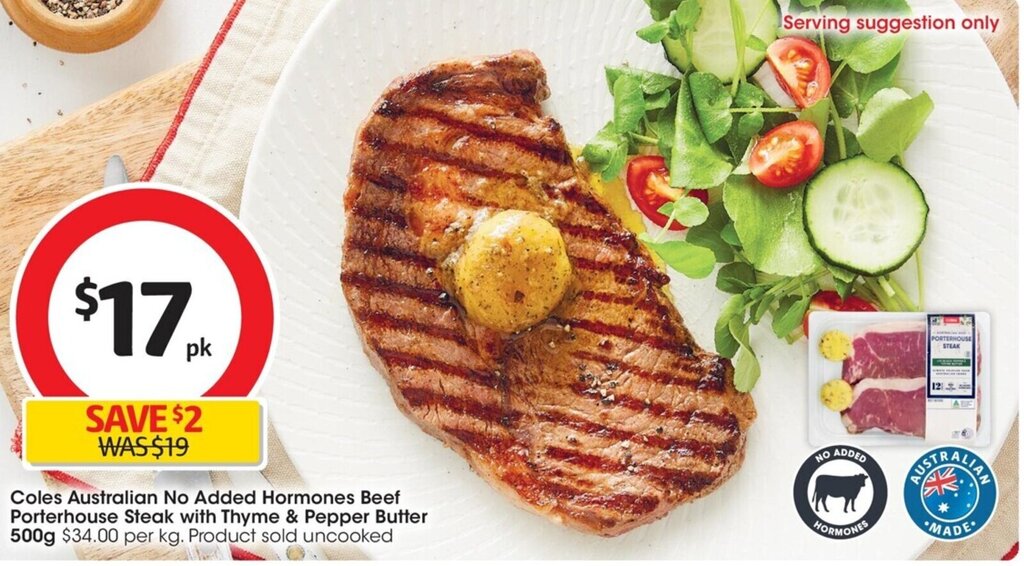 Coles Australian No Added Hormones Beef Porterhouse Steak With Thyme