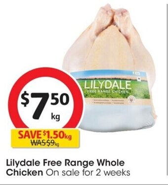 Coles Lilydale Free Range Whole Chicken offer