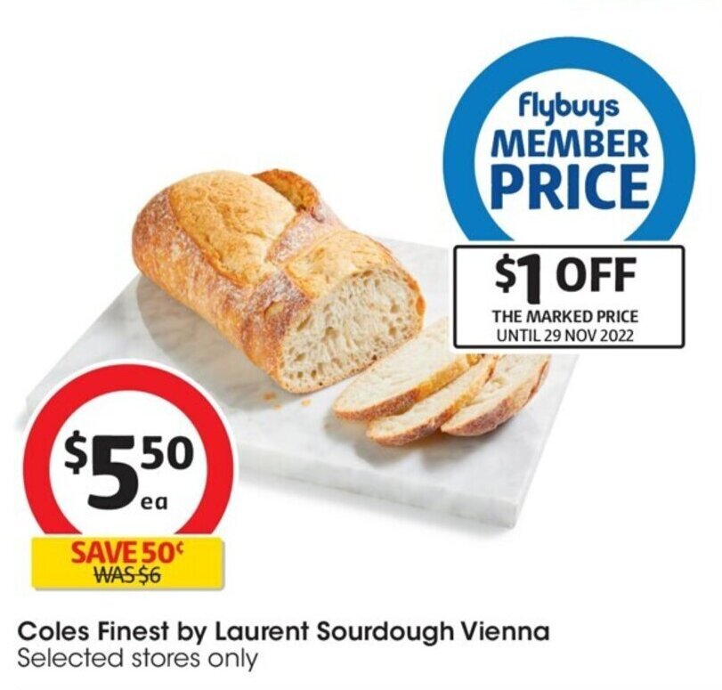 Coles Finest by Laurent Sourdough Vienna offer at Coles
