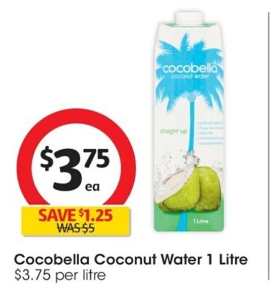 Cocobella Coconut Water 1 Litre offer at Coles