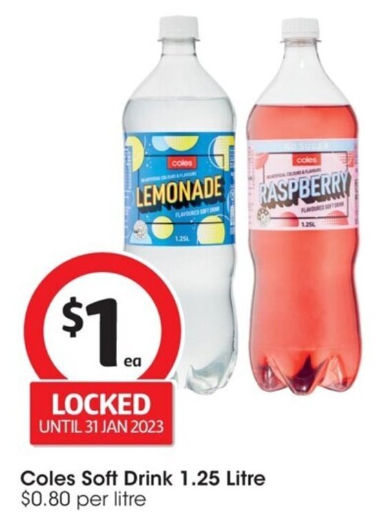 Coles Soft Drink 1.25 Litre offer at Coles