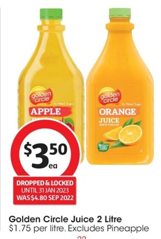 Golden Circle Juice 2 Litre offer at Coles