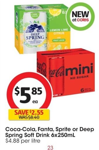 Coles Coca Cola, Fanta, Sprite Or Deep Spring Soft Drink offer